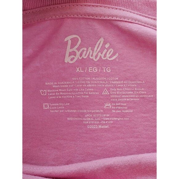 Barbie SZ XL Pink T-Shirt 90s Shadow Women’s Oversized Boyfriend Tee Barbie Core - Picture 3 of 3